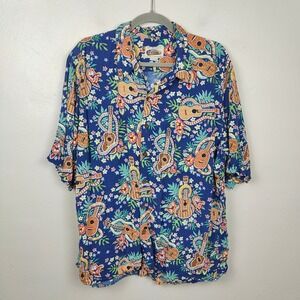 Vintage Reyn Spooner Art of Eddy Y Hawaiian Shirt‎ Mens XL Ukulele Floral Print